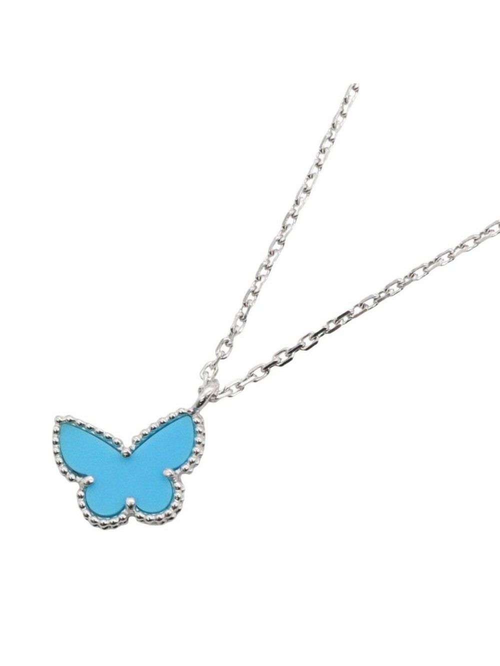 Van Cleef & Arpels Necklace Sweet Alhambra Papillon Turquoise 40 18k White Gold